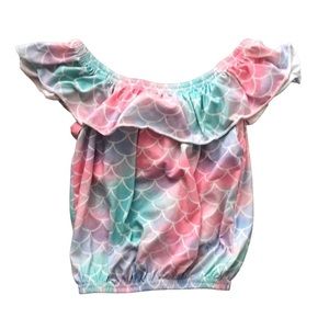 Girls Off the Shoulder Crop Top Mermaid - size 5T/6T